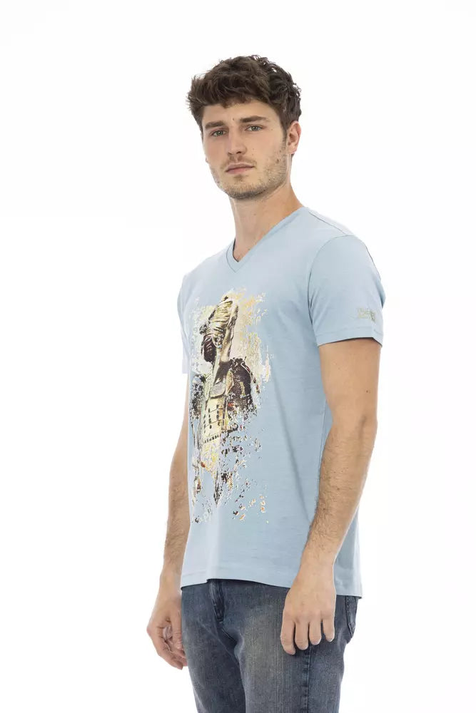 Trussardi Action Hellblaues Baumwoll-T-Shirt für Herren
