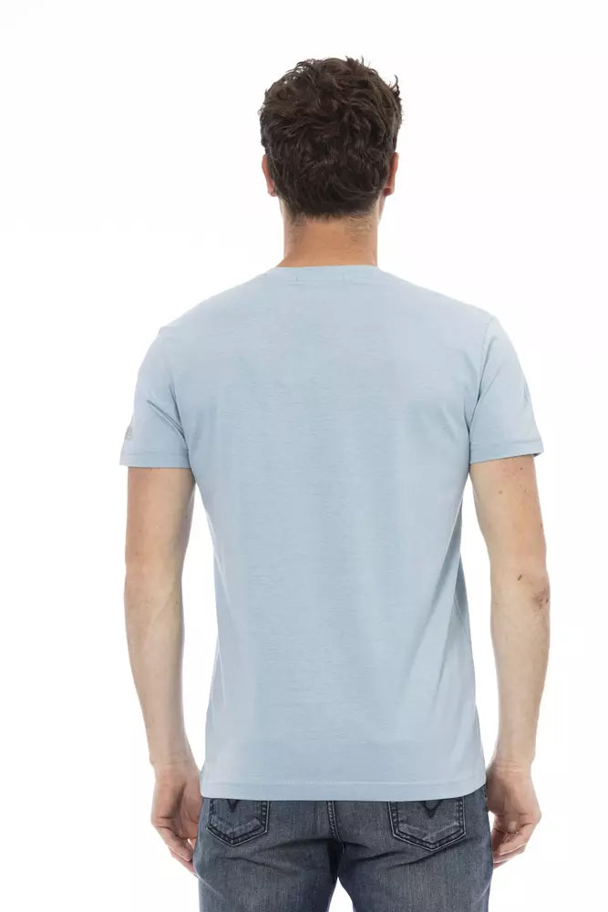 Trussardi Action Hellblaues Baumwoll-T-Shirt für Herren