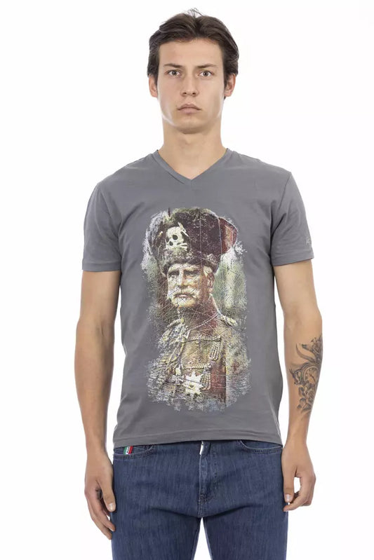 Trussardi Action Graues Herren T-Shirt aus Baumwolle