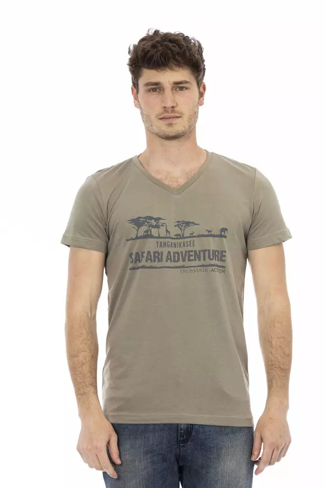 Trussardi Action Braunes Baumwoll-T-Shirt für Herren