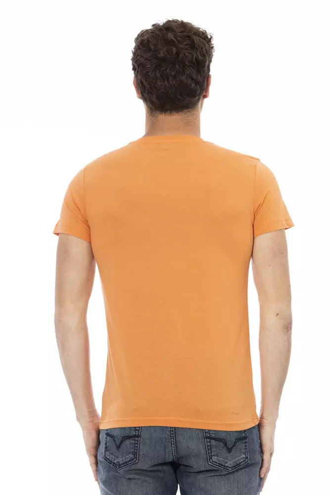 Trussardi Action Oranges Baumwoll-T-Shirt mit V-Ausschnitt für Herren