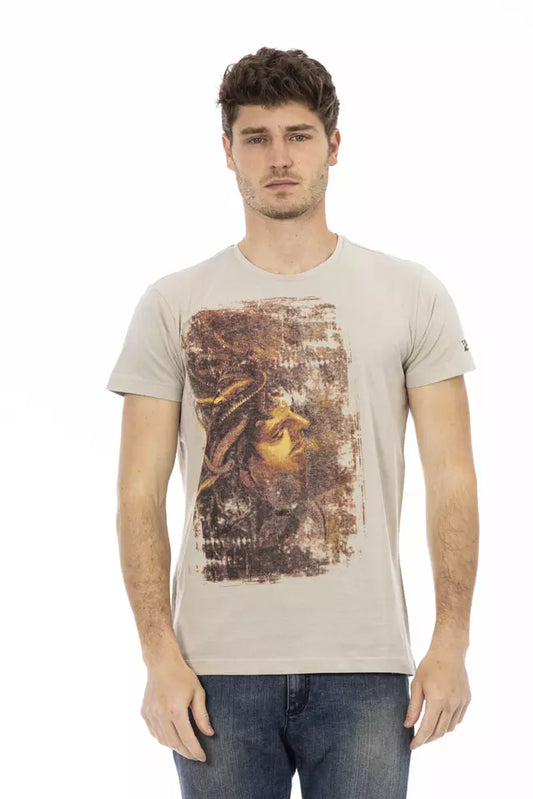 Trussardi Action Beigefarbenes Herren-T-Shirt aus Baumwolle