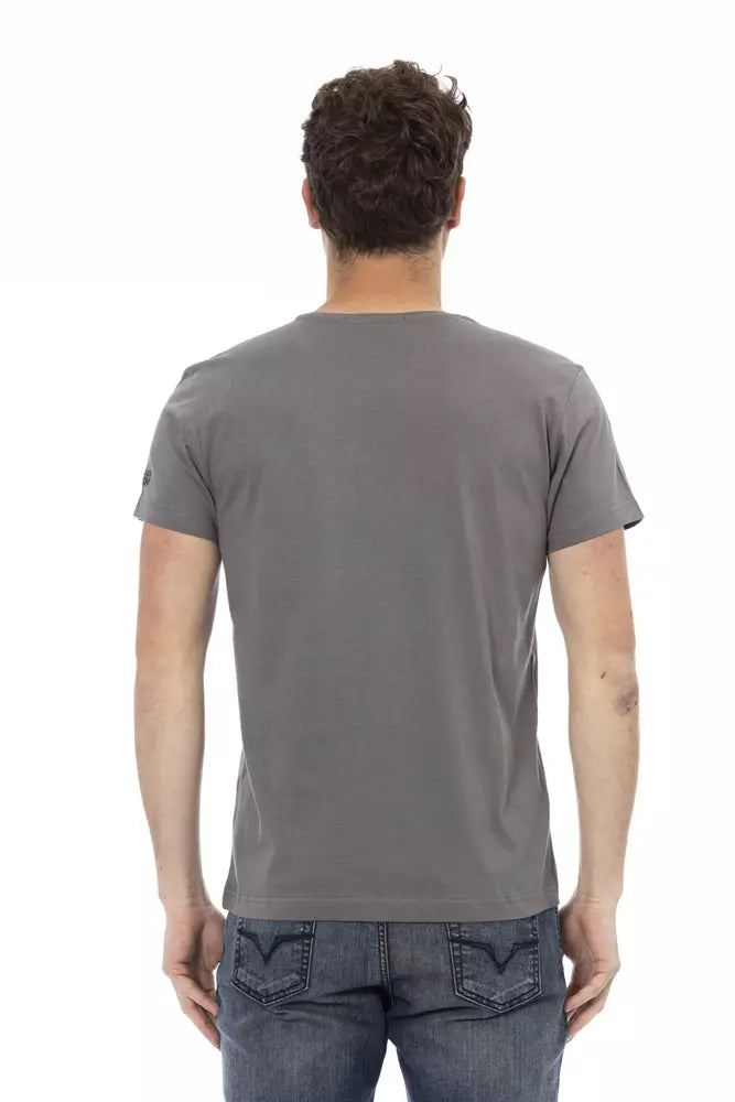 Trussardi Action Graues Herren-T-Shirt aus Baumwolle