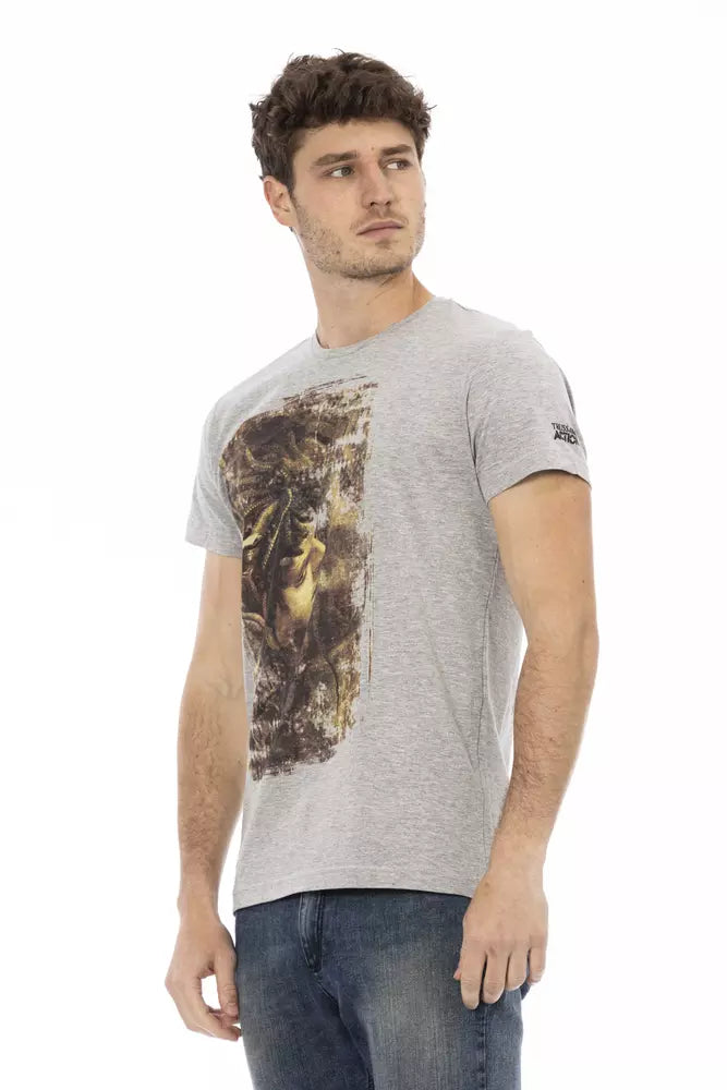 Trussardi Action Graues Herren-T-Shirt aus Baumwolle
