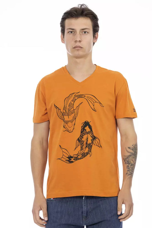 Trussardi Action Orangefarbenes Baumwoll-T-Shirt für Herren