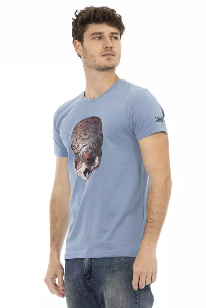 Trussardi Action Hellblaues Baumwoll-T-Shirt für Herren