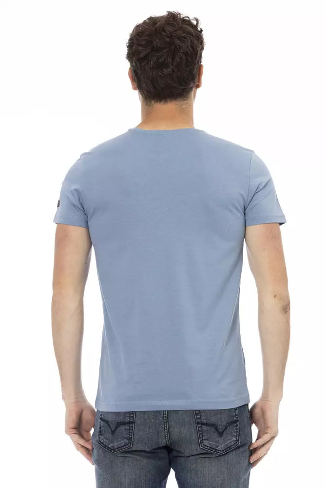 Trussardi Action Hellblaues Baumwoll-T-Shirt für Herren