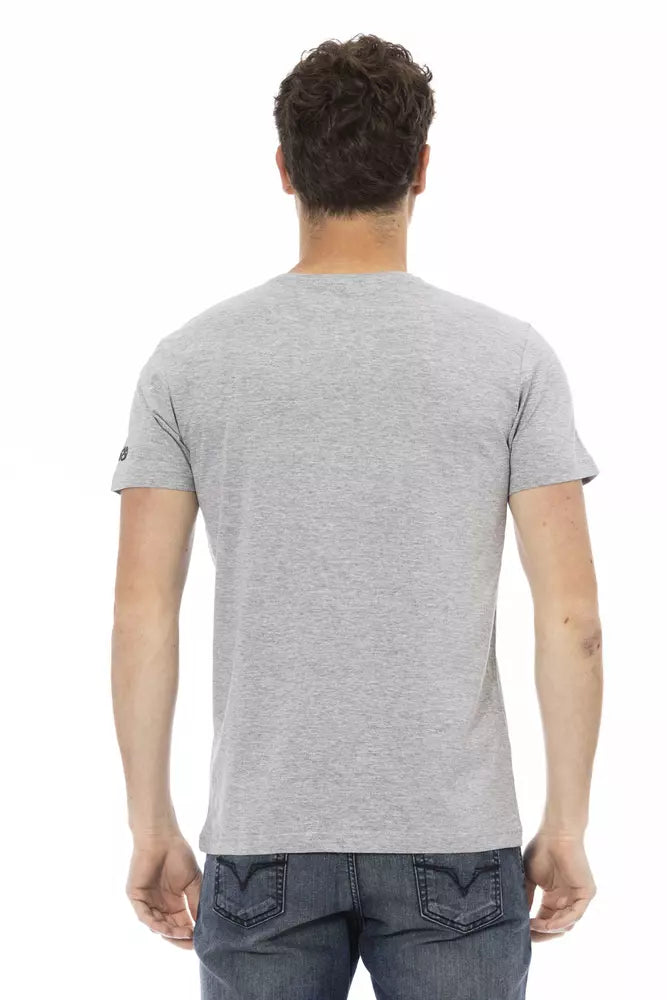 Trussardi Action Graues Herren-T-Shirt aus Baumwolle