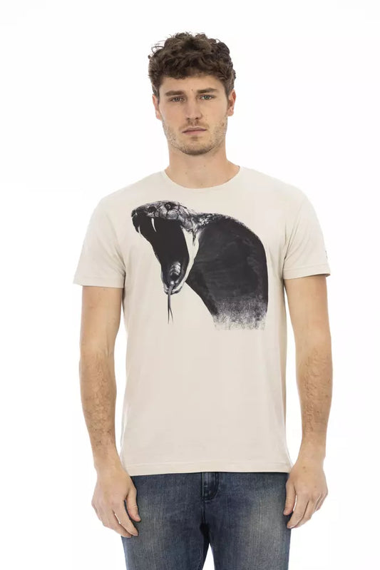 Trussardi Action Beigefarbenes Herren-T-Shirt aus Baumwolle