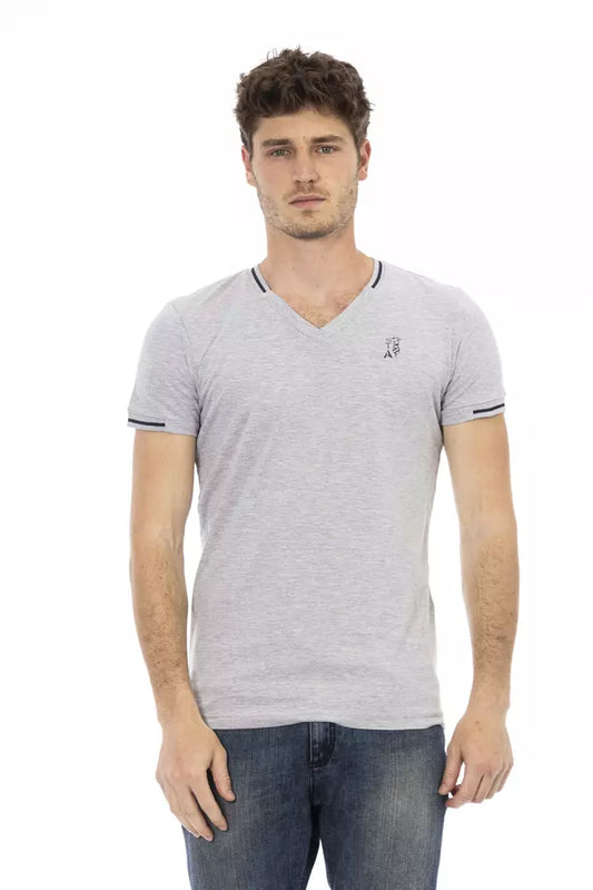 Trussardi Action Graues Herren T-Shirt aus Baumwolle