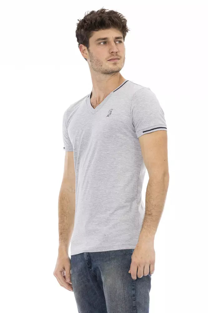 Trussardi Action Graues Herren T-Shirt aus Baumwolle