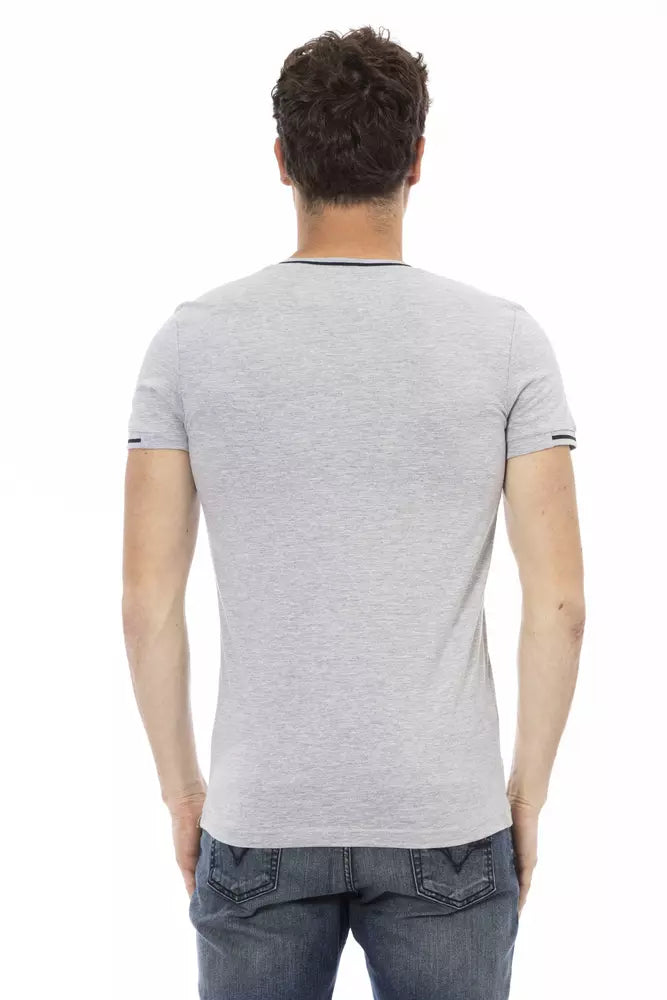 Trussardi Action Graues Herren T-Shirt aus Baumwolle