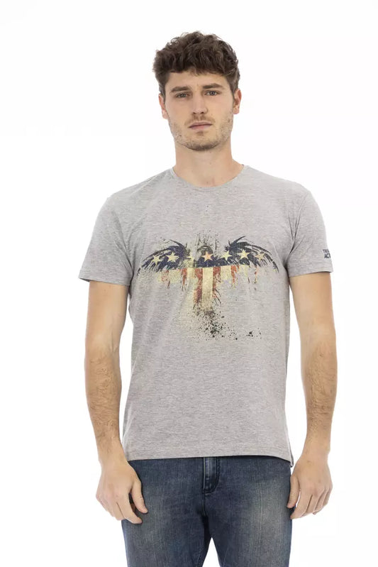 Trussardi Action Graues Herren T-Shirt aus Baumwolle