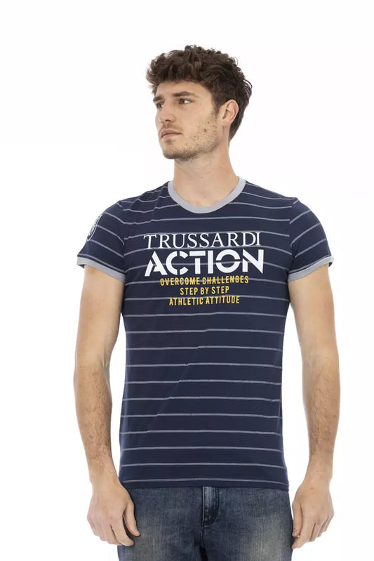 Trussardi Action Blaues Baumwoll-T-Shirt für Herren