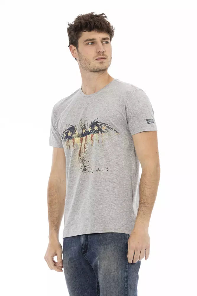 Trussardi Action Graues Herren T-Shirt aus Baumwolle