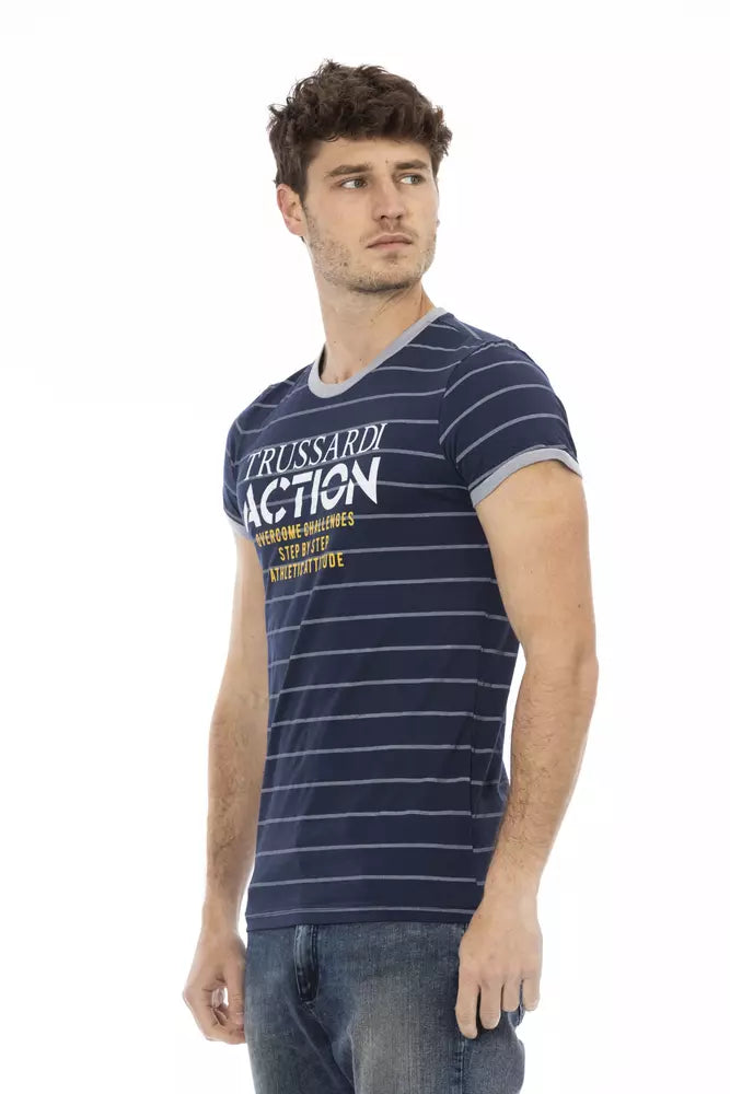Trussardi Action Blaues Baumwoll-T-Shirt für Herren