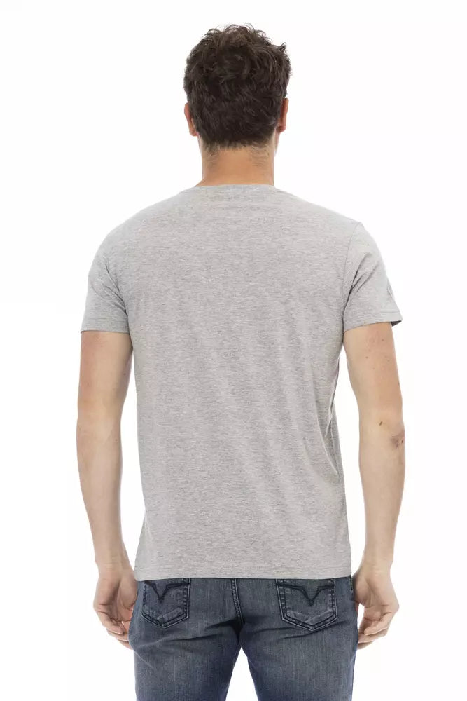 Trussardi Action Graues Herren T-Shirt aus Baumwolle