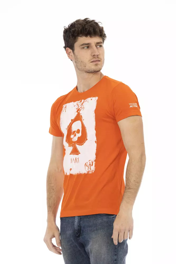 Trussardi Action Orange-farbenes Herren-T-Shirt aus Baumwolle
