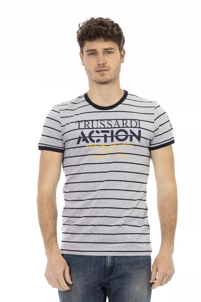Trussardi Action Graues Herren-T-Shirt aus Baumwolle