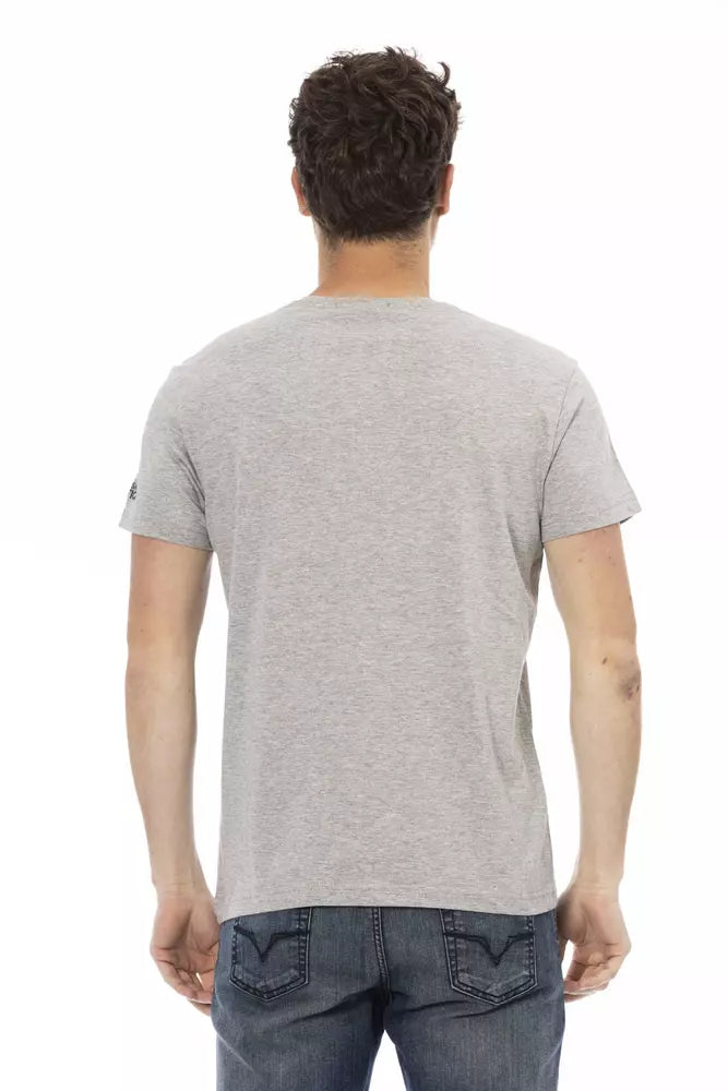 Trussardi Action Graues Herren-T-Shirt aus Baumwolle