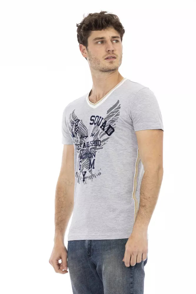 Trussardi Action Graues Herren T-Shirt aus Baumwolle
