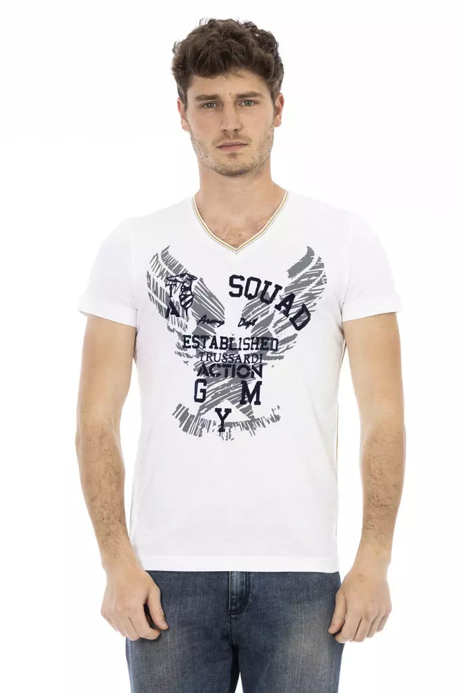 Trussardi Action Weißes Herren-T-Shirt aus Baumwolle