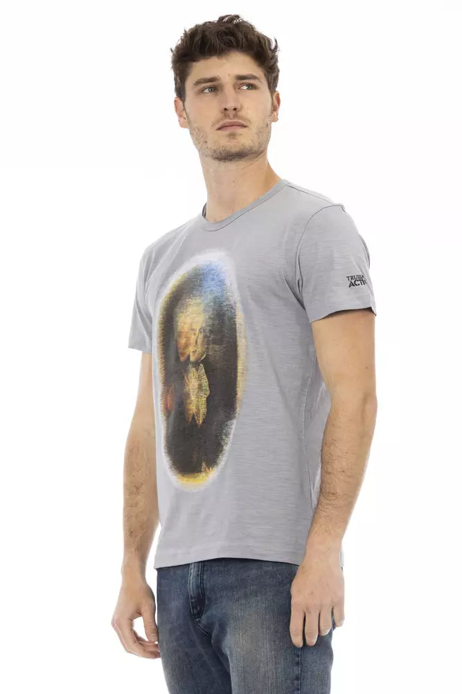 Trussardi Action Graues Baumwoll-T-Shirt für Herren