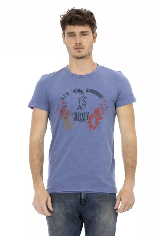 Trussardi Action Blaues Baumwoll-T-Shirt für Herren