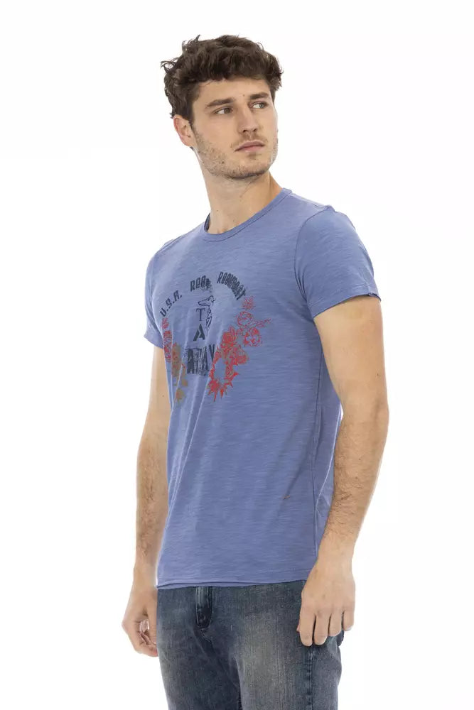 Trussardi Action Blaues Baumwoll-T-Shirt für Herren