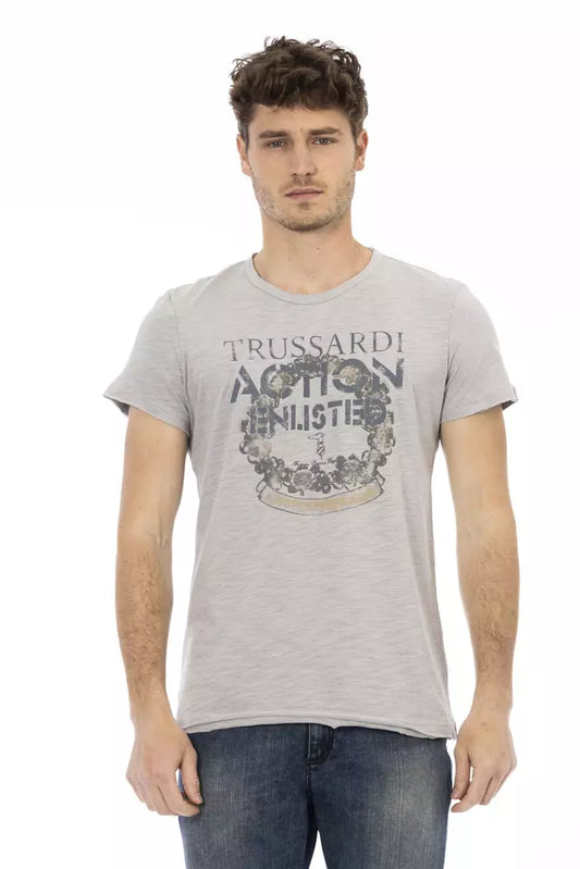 Trussardi Action Graues Herren T-Shirt aus Baumwolle