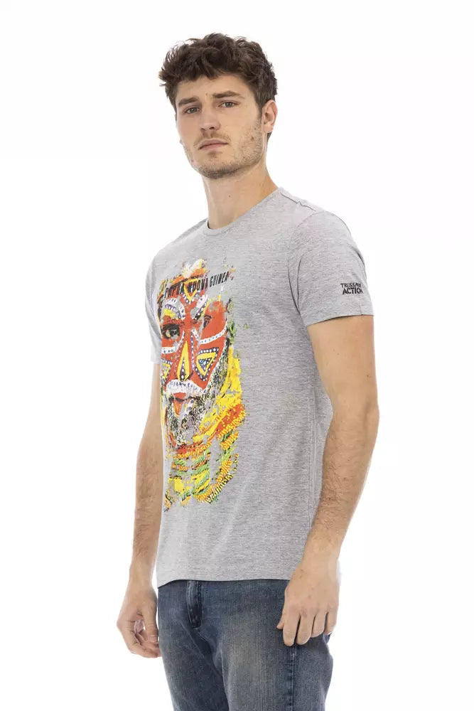 Trussardi Action Graues Herren T-Shirt aus Baumwolle