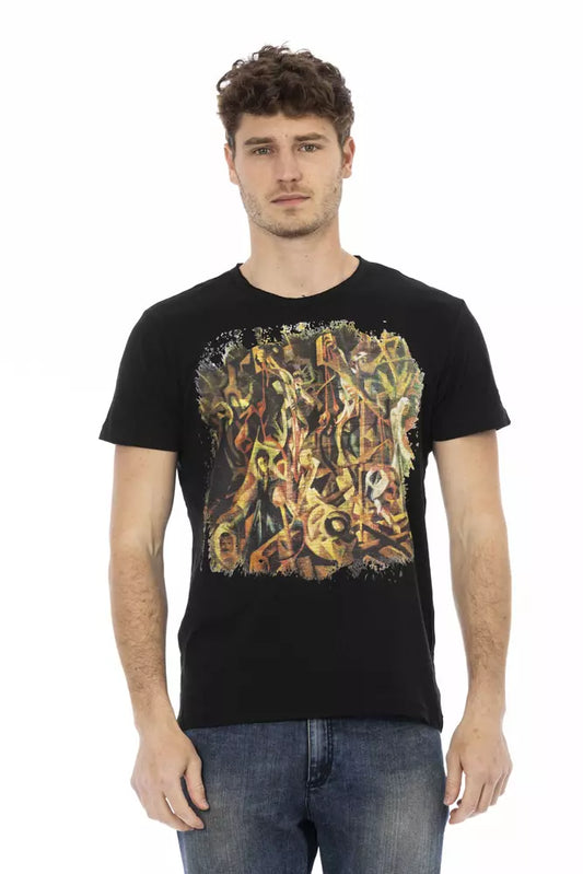 Trussardi Action Schwarzes Baumwoll-T-Shirt für Herren