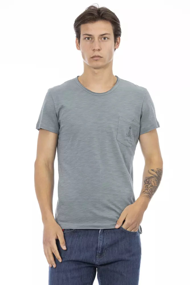 Trussardi Action Graues Herren T-Shirt aus Baumwolle