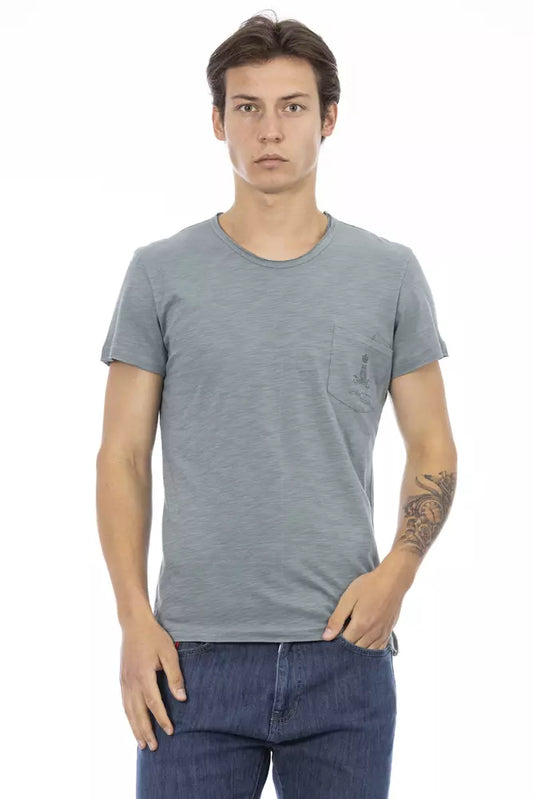 Trussardi Action Graues Herren T-Shirt aus Baumwolle