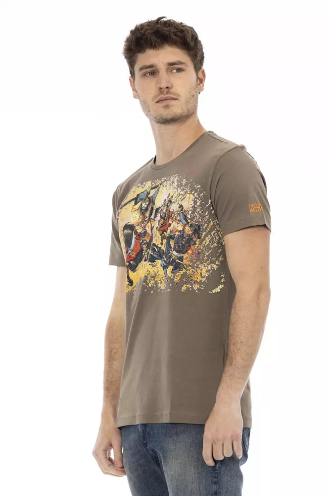 Trussardi Action Braunes Baumwoll-T-Shirt für Herren