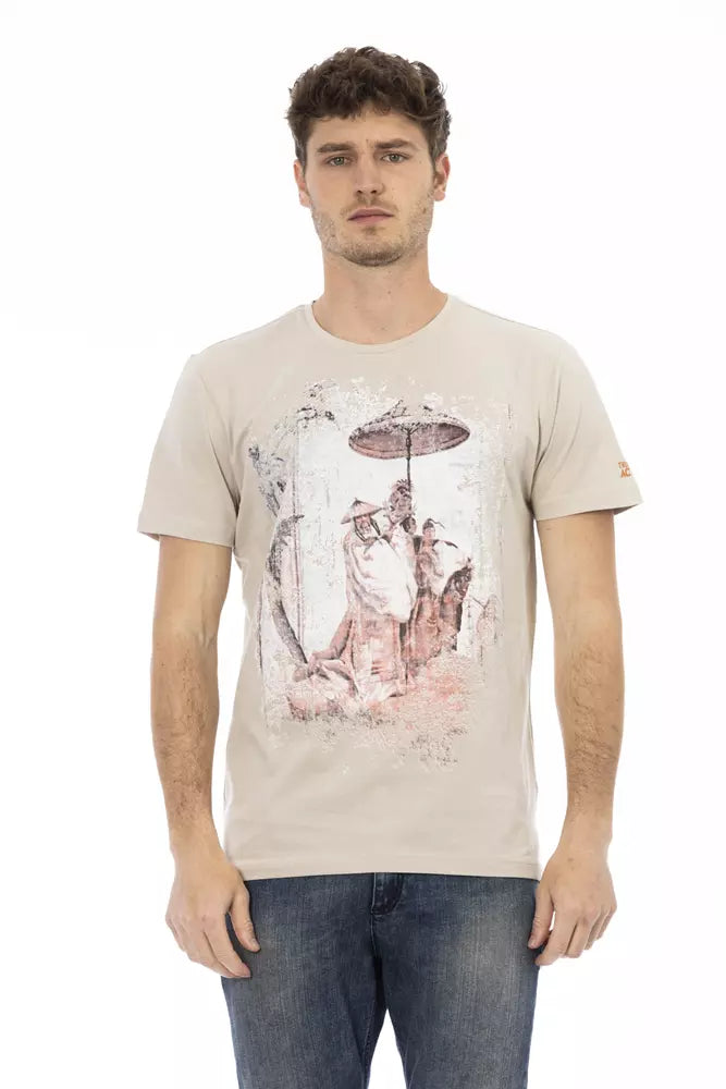 Trussardi Action Beigefarbenes Herren-T-Shirt aus Baumwolle
