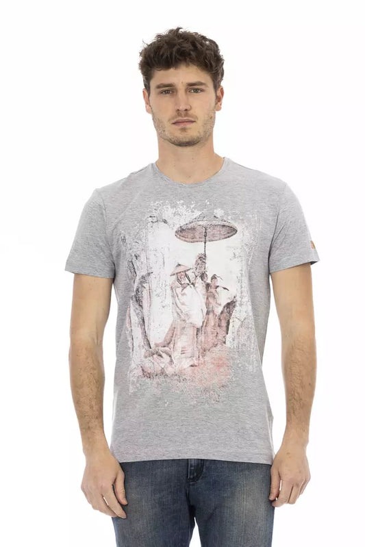 Trussardi Action Graues Herren T-Shirt aus Baumwolle