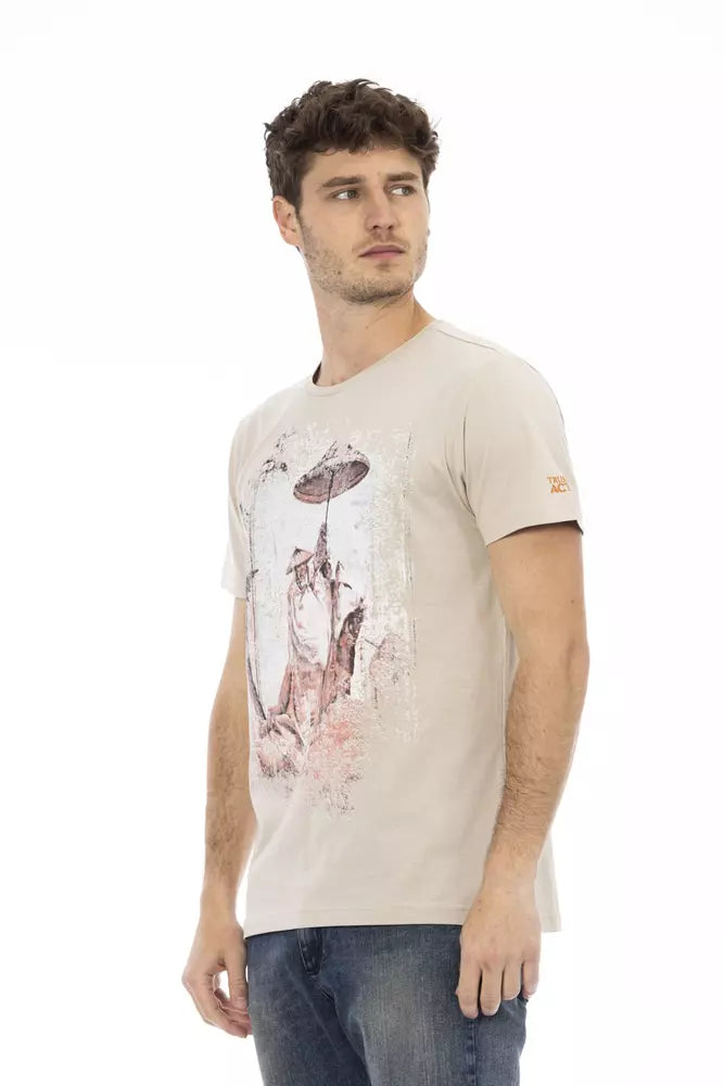 Trussardi Action Beigefarbenes Herren-T-Shirt aus Baumwolle