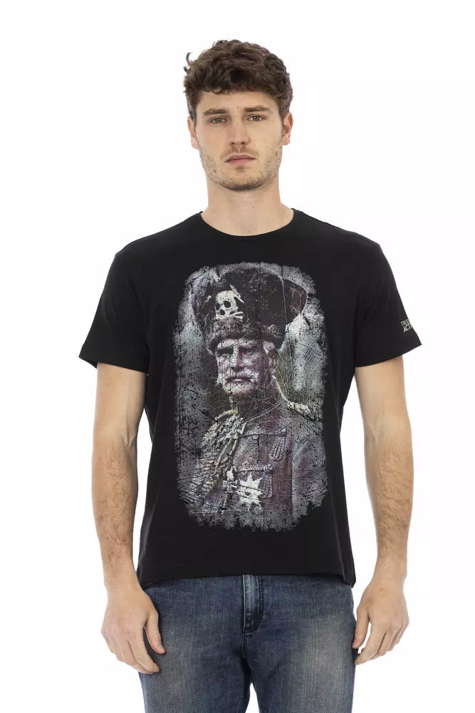 Trussardi Action Schwarzes Baumwoll-T-Shirt für Herren