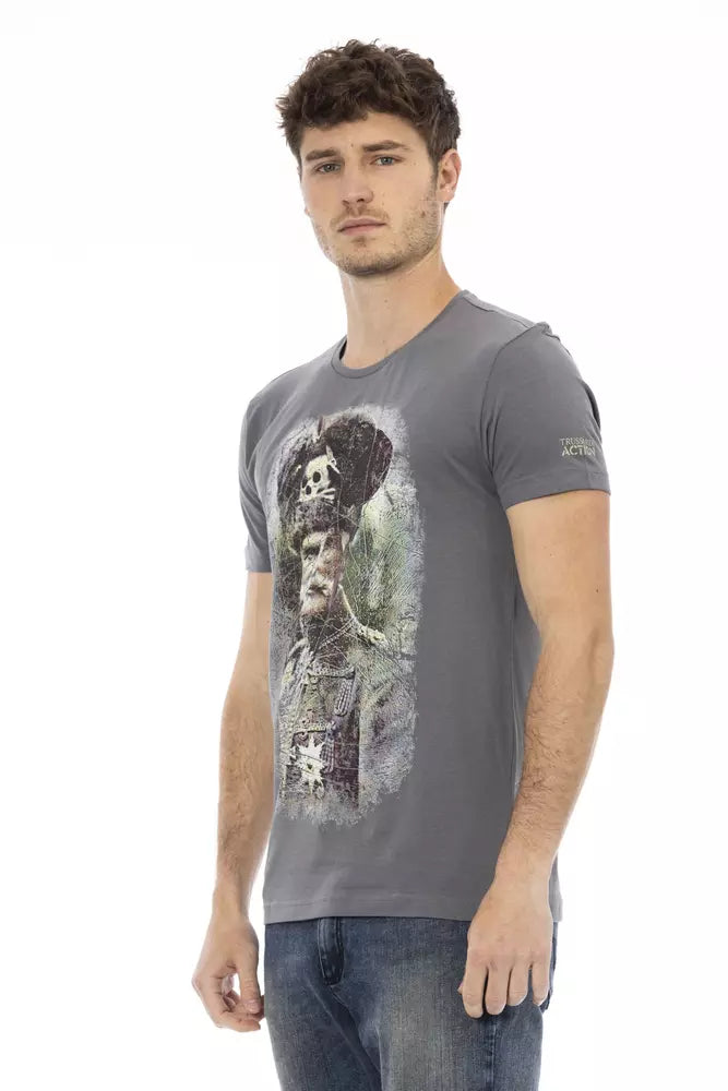 Trussardi Action Graues Herren T-Shirt aus Baumwolle