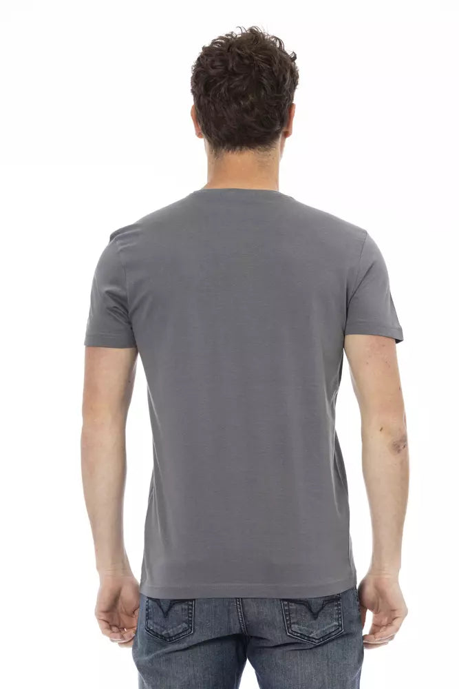 Trussardi Action Graues Herren T-Shirt aus Baumwolle