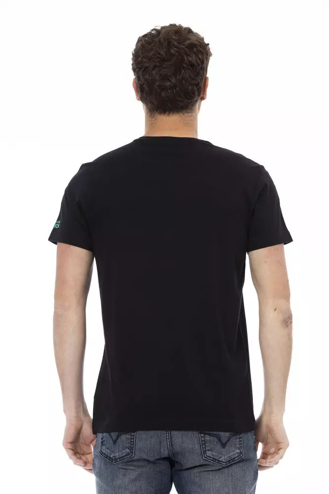 Trussardi Action Schwarzes Baumwoll-T-Shirt für Herren