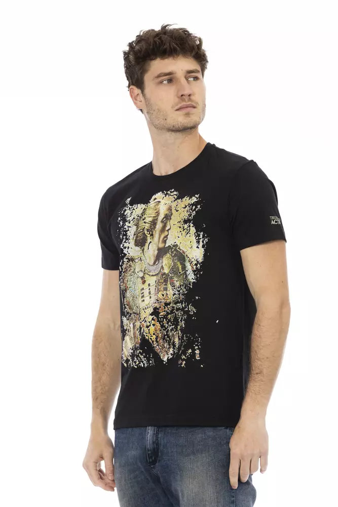 Trussardi Action Schwarzes Baumwoll-T-Shirt für Herren