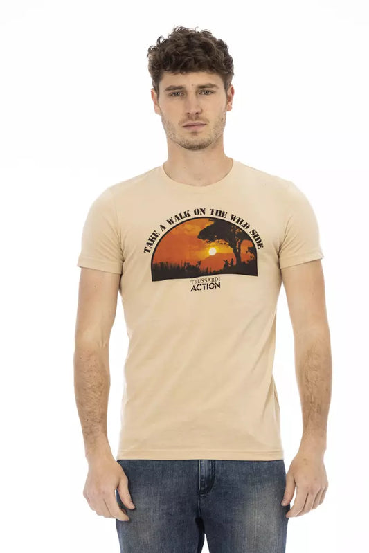 Trussardi Action Beigefarbenes Baumwoll-T-Shirt für Herren
