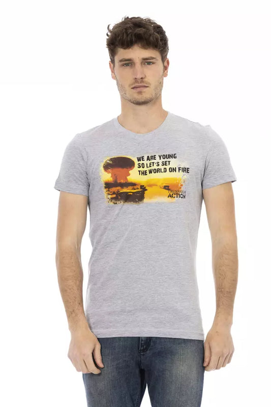 Trussardi Action Graues Baumwoll-T-Shirt für Herren
