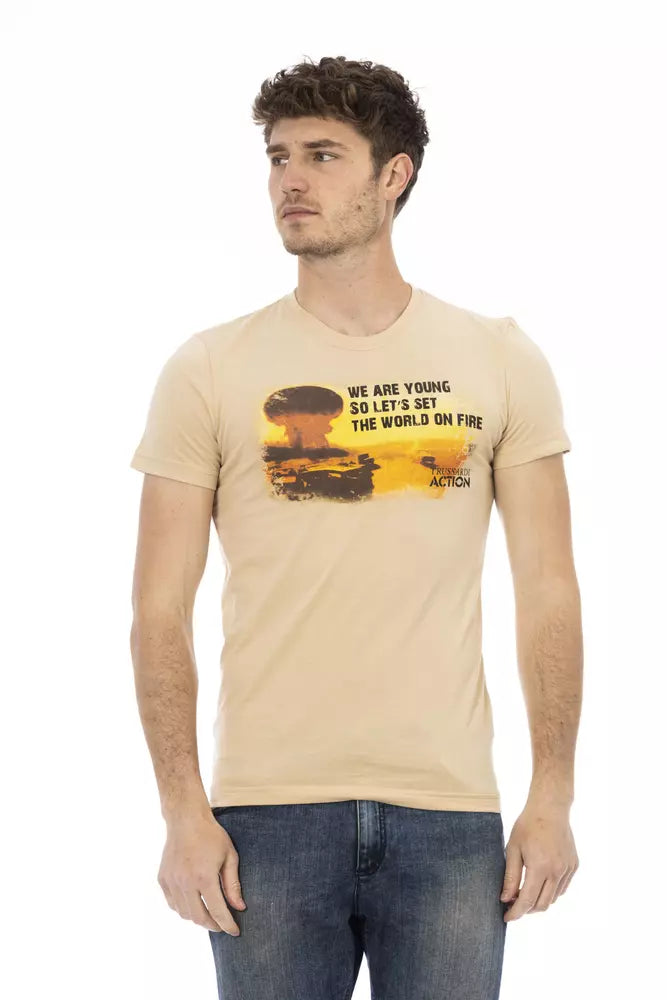Trussardi Action Beigefarbenes Baumwoll-T-Shirt für Herren