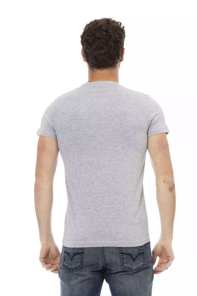 Trussardi Action Graues Herren T-Shirt aus Baumwolle