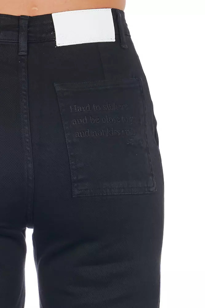 Frankie Morello Schwarze Baumwoll-Cropped-Hose für Damen