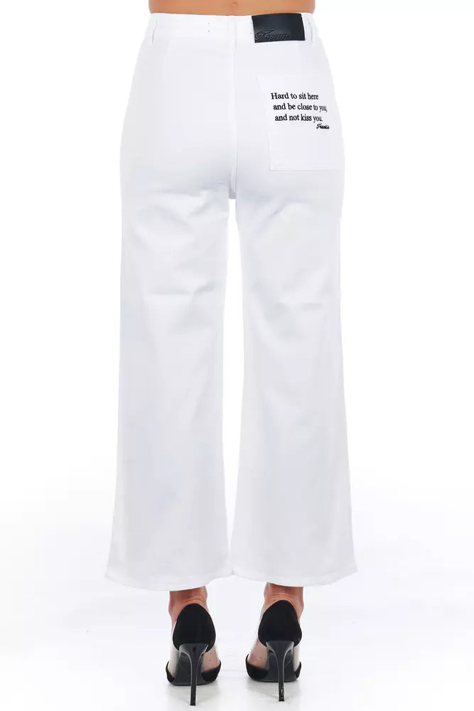 Frankie Morello Weiße Baumwoll-Cropped-Hose für Damen