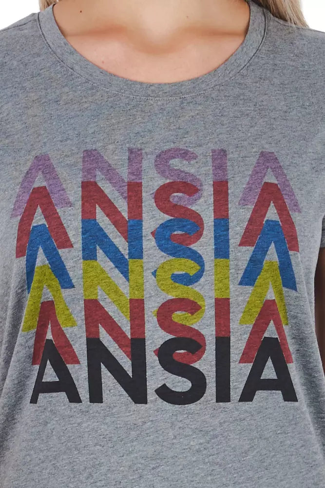 Frankie Morello Graues Baumwoll-T-Shirt für Frauen